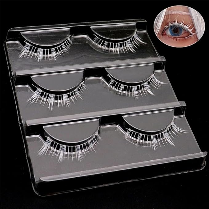 Lower Eyelashes White Lashes Cosplay White False Eyelashes Bottom White Fake Eye Lashes Natural Halloween Costume Party Eye Lashes Tool Stage Performance (MQ16)