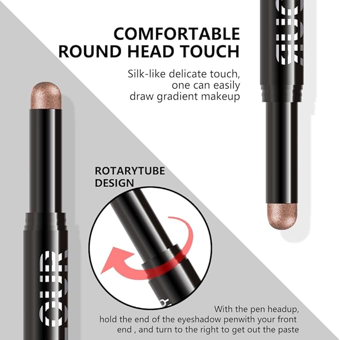Nuetral Nude Shimmer Cream Eye Shadow Stick Makeup for Women, Bonze Nude Shimmer Matte Eye Shadow Brightener Stick for Eyes, Waterproof Eyeshadow Pencil Applicator Blendable for Eye Highlight 07