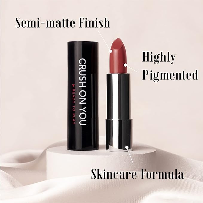 READY TO SHINE Matte Vegan Lipstick with Creamy Satin Finish, Fresh Fig Red with Grapefruit Undertones -CRUSH ON YOU (309-Stay with Me)