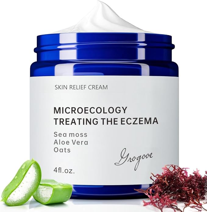 Crogooe Natural Soothing Eczema Cream for Dry & Itchy & Sensitive Skin - Fragrance-Free Moisturizer with Sea Moss, Aloe Vera & Oats for Intense Hydration & Comfort ，Safe for All Ages (4 oz)