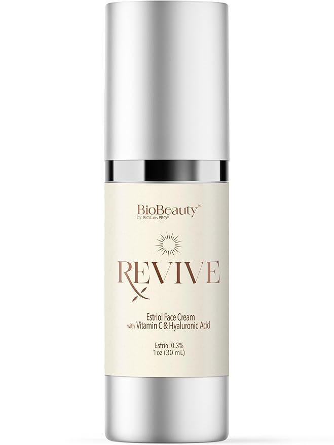 BIOBeauty Revive Day Cream – Bioidentical E3 .3% Face Cream with Vitamin C, Hyaluronic Acid, Niacinamide, Peptides & Green Tea – Maximum Strength Formula for Radiant, Firm, Balanced Skin (1oz)