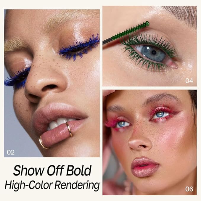 Colored Mascara for Eyelashes, Voluminous Colorful Mascara, Pink Purple Blue Green Red White Black Brown Lash Pack - Lengthening, Defining, Curling, Multiplying Formula (3Pcs-White+Brown+Black)