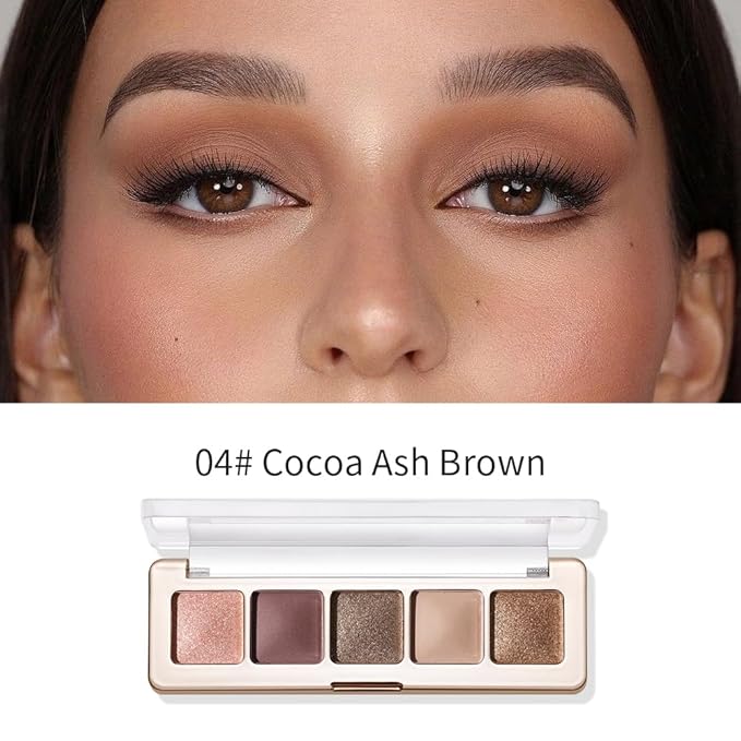 5-Color Eyeshadow Palette, Shimmer Earth Tones with Matte & Highlight Shades, Silky Smooth Texture, Brightening & Contouring Eye Makeup, Compact Design with, Charming Eye Look-4#