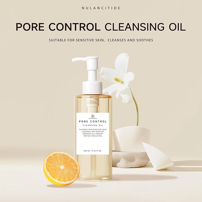 6.76 fl.oz, 200ml Pore Control Cleansing Oil, Oil Cleanser for Face, Soothes and Rapidly Emulsifies Facial Cleansing for Face, Sensitive Skin, Daily Use, Makeup Blackhead Remove