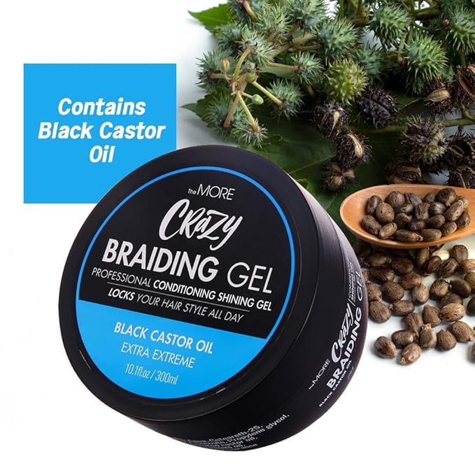 The MORE Crazy Conditioning Shining Braiding Gel, Extra Extreme Hold for All Hair Types, 10.1 Fl Oz, Clear Styling Gel, Nourishes Scalp, Promotes Hair Growth