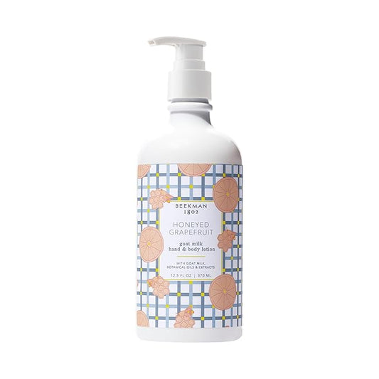 Beekman 1802 Goat Milk Body Lotion, Honeyed Grapefruit - Scented - 12.5 oz - Moisturizing with Shea Butter - for Sensitive Skin - Cruelty Free - Packaging May Vary - Pump Included, Ready for Use
