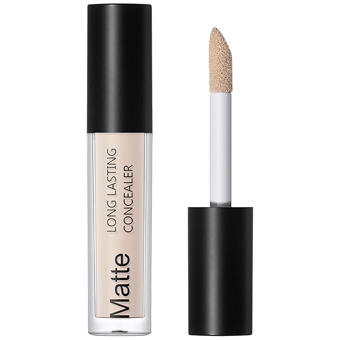 Matte Concealer Cream, Covers Under Eye Dark Circles & Blemishes, Waterproof Full-Coverage, Lightweight, Creamy Longlasting Face Eye Makeup, Light Beige