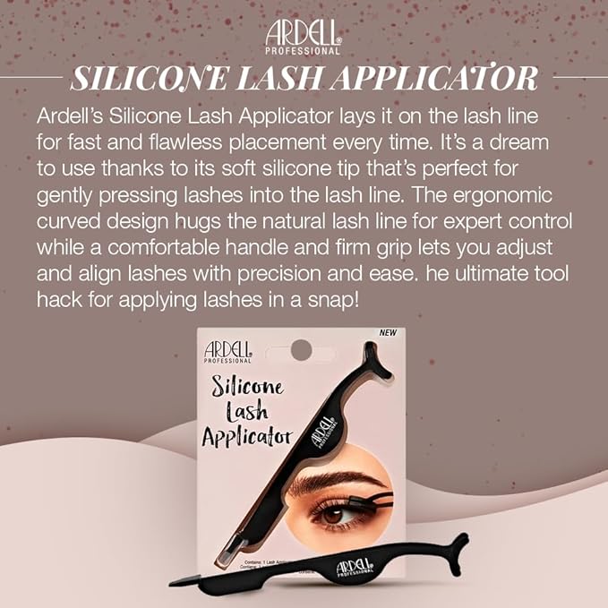 Ardell Silicone Lash Applicator Tool, Eyelash Tweezers for Lash Cluster, Strip Lashes Application, Soft Grip & Durable Design, Black