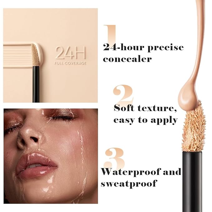Liquid Concealer for Older Women, Under Eye Brightener Full Coverage Concealer for Dark Circles, Spots, Lightweight Waterproof Foundation Makeup, Vegan & Cruelty-Free, 05 Medium Tan