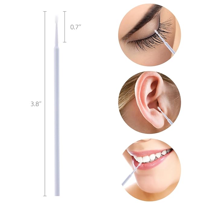 Tbestmax 500 Pcs Disposable Micro Applicator Brush Micro Swabs, Eye Lashes Mascara Wands for Eyelash Extension White