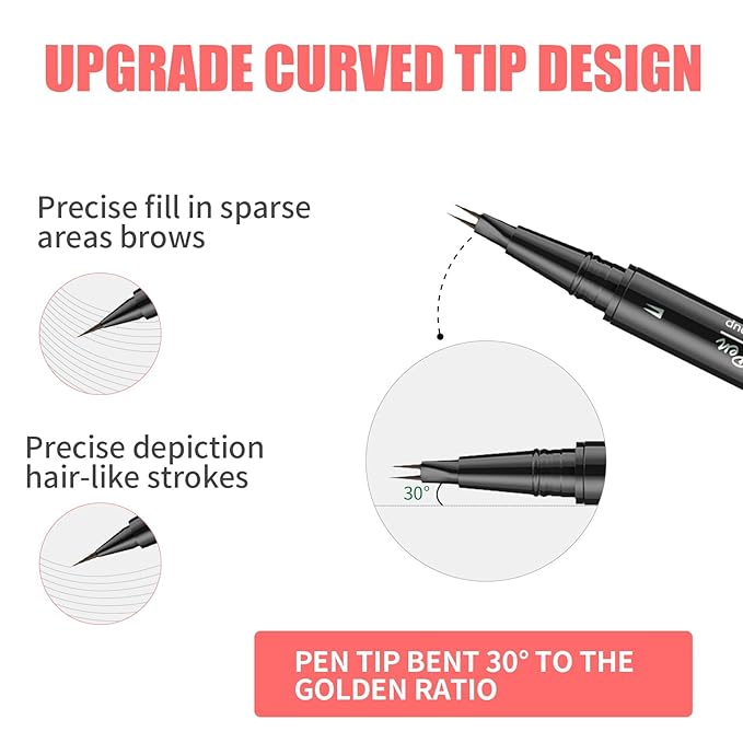 Eyebrow Pen, Microblading Eyebrow Pencil for Natural Hair-Like, Fast & Precise Faux Brow Pen with Double Brush Tip, Waterproof Long-Lasting, Filling Eyebrow Pencils for Women, Light Brown