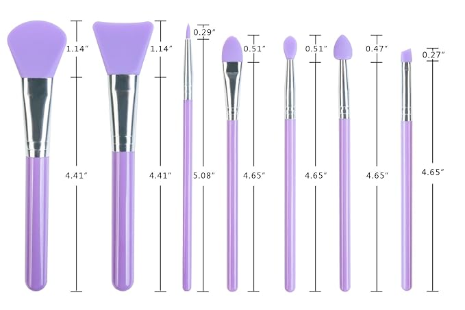 LORMAY 7 Pcs Silicone Brush Applicator Kit for UV Resin Epoxy Art Crafting and Cream Makeup Products (Purple)