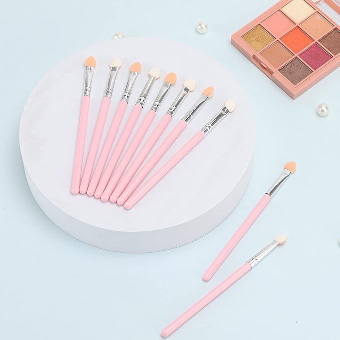 50PCS Eye Shadow Brushes, Makeup Brushes Eyeshadow Applicators Sponge Double Sided Reusable（Pink）