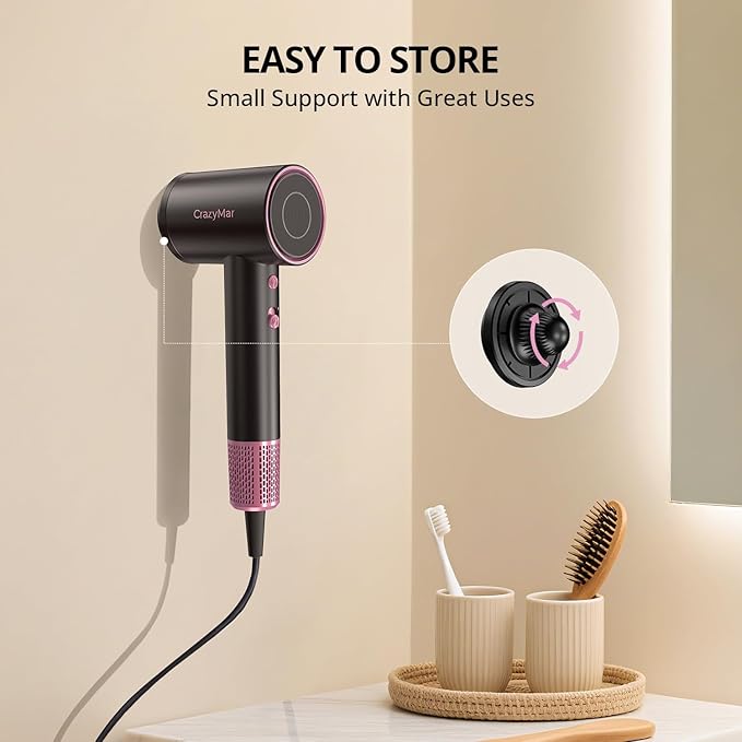 High Speed Hair Dryer, Travel Hair Dryer - 180,000 RPM/Min, 3 Min Fast Drying, 500 Million Negative Ions, Blow Dryer with 4 Temperature and 2 Speed Settings, Hair Dryers for Home & Travel