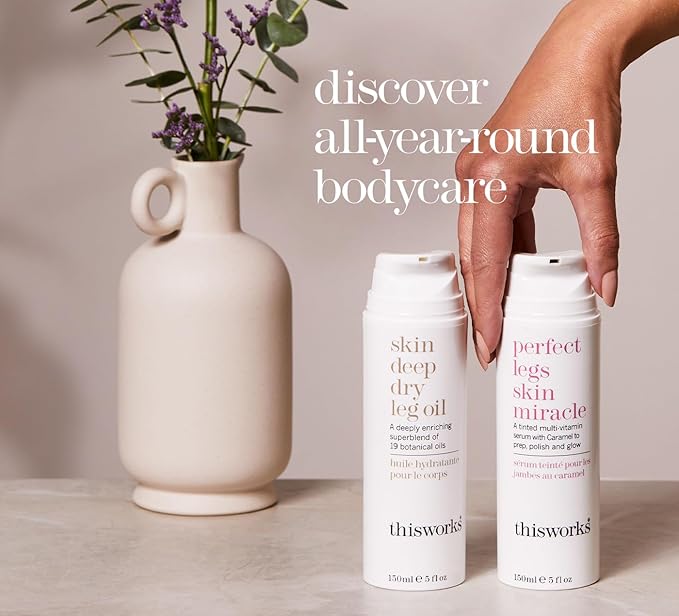 THISWORKS Skin Deep Dry Leg Oil – 100% Natural Body Oil Moisturizer with 13 Essential Oils & 6 Cold-Pressed Plant Oils, Hydrates & Nourishes Dry Skin, 5 oz / 150ml