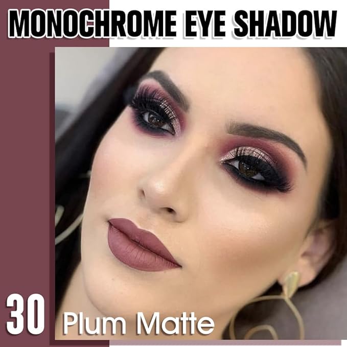 Dark Plum Taupe Single Matte Eyeshadow Makeup, Neutral Powde Eye Shadow for Older Women, Dark Violet Matte Singles Eyeshadow Palette Pigmented Waterproof, Girls Monochrome Vegan Eyeshadows Gift