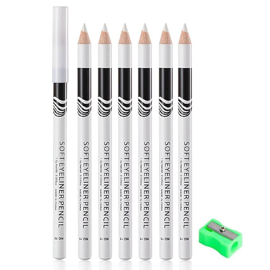 6Pcs Wooden Hard-Core White Eyebrow Pencils, Eyebrow and Eyeliner Pencils, Long Lasting Waterproof and Sweat-Proof, Easy to Color,Beginner Makeup Eyebrow Penci,Create a Natural Brow Makeup