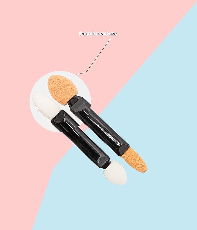 XUFAN 200 PCS Disposable Eyeshadow Brush, Dual Sided, Synthetic Bristles, Black