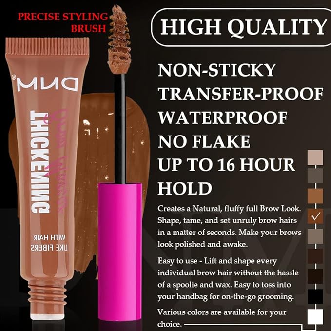Tinted Thickening Brow Mascara,Brow Fast Sculpt,Waterproof, Transfer-proof, Brush to Fill in Eyebrows and Cover Gray Hairs - Cruelty Free - Light Medium Brown (2pcs 04 Rich Auburn)