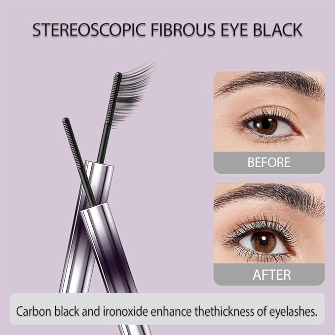 Iron Wand Mascara, 3D Curling Eyelash Mascaras, Mascara Waterproof, Waterproof Sweat-Proof & Long-Lasting, Lengthening, No Clumping (Black)