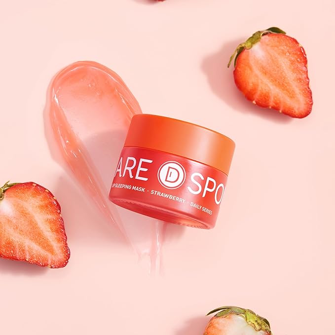 Sleeping Lip Mask Strawberry - Overnight Lip Treatment, Lip Care Hydration, Repair for Dry Cracked Lips, Vitamin C, Soft and Nourished Lips Overnight, Christmas, with Shea Butter - 0.42 Fl Oz
