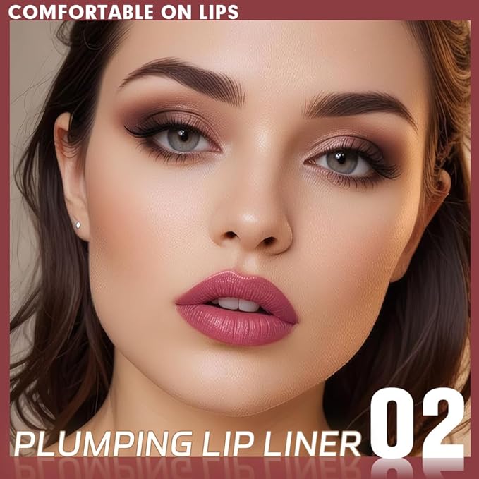 Plump Matte Crayon Lip Liner Pencil, Wine Lip Liners Lipstick, Long-Lasting Waterproof Creamy Formula, With Silicone Smudger for Define Contours & Sculpting Lip, 0.75g/0.026oz
