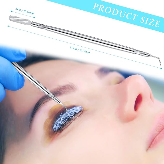 Chumia 2 Pieces 2 in 1 Lash Lift Tool Eyelash Separator Tool with Comb Stainless Steel Metal Lash Perm Lift Rods for Eyelash Eyebrow Comb Perming Tinting Curling Extension Supplies(Silver)