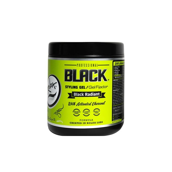 Rolda Black Styling Hair Gel - Medium To Strong Hold With Medium Shine For a Wet Slicked Back Look With All Day Hold - Activated Black Charcoal Covers Grey Hair Instantly 35.2oz