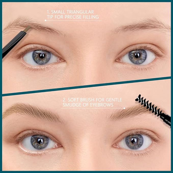 5 Pcs Waterproof Professional Makeup Micro Brow Pencil, Coffee Brow Kit with Eyebrow Brush, Ultra-Fine Mechanical Pencil, Eyebrow Pencils for Women(C03#Coffee, 5Pcs)