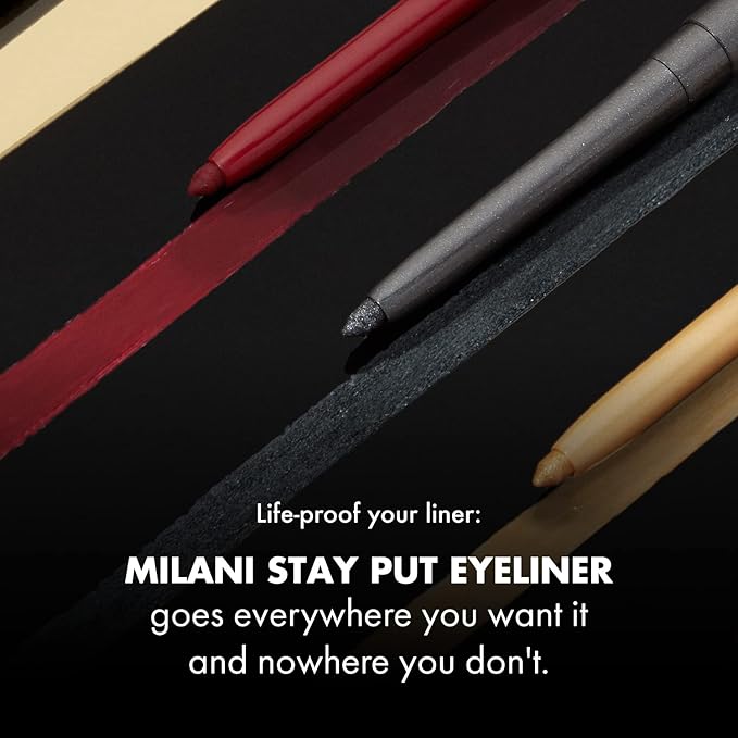 Milani Stay Put Eyeliner - Goal Digger (0.01 Ounce) Cruelty-Free Self-Sharpening Eye Pencil with Built-In Smudger - Line & Define Eyes with High Pigment Shades for Long-Lasting Wear