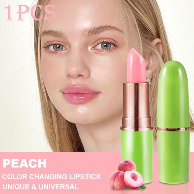 BINGBRUSH Aloe vera Color Changing Lipstick,Moisturizer Long Lasting Lip Care Magic Lip Gloss,Makeup Lipstick Set (1pc 09#Peach, A-1pc)