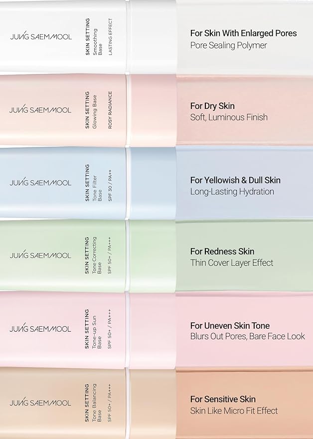 JUNG SAEM MOOL Skin Setting Tone Filter Base 1.35 Fl Oz, Blue-Tone Correcting Primer for Yellow and Dull Skin, Hydrangea Collagen for Hydration, Pore-Smoothing Face Primer, Korean Base Makeup