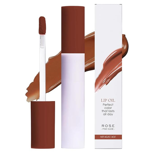 Lip Stain Oil, 2025 New Lips Staining Lip Oil, Lips Staining Long-Lasting Matte Liquid Lipstick Gloss for Women Makeup (ROSE, one size)