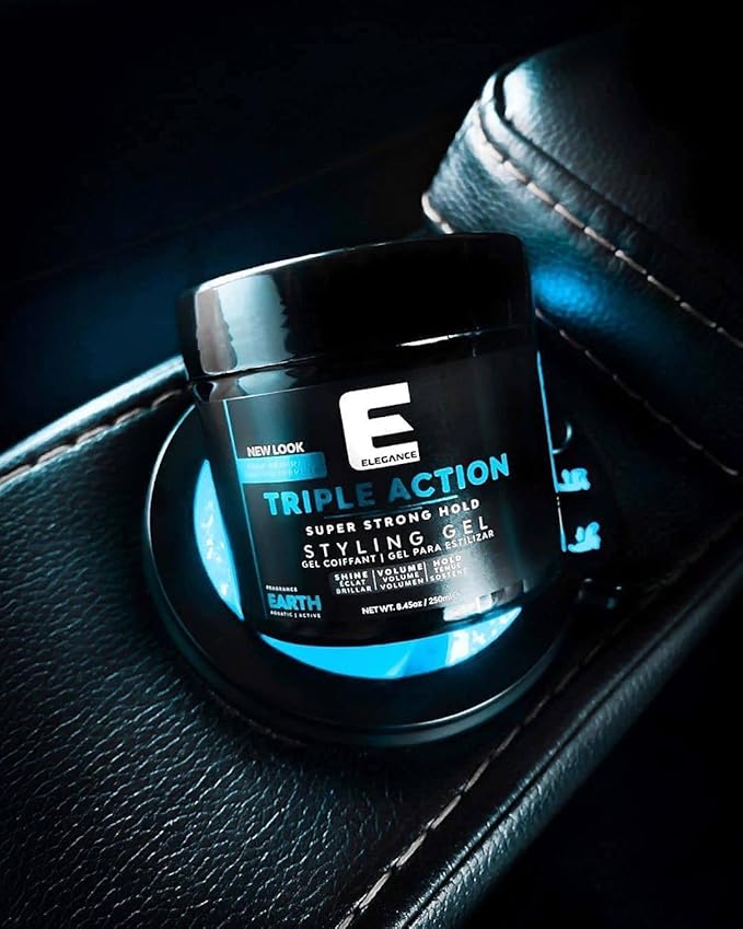 E Elegance Earth Fragrance Triple Action Hair Gel for Men And Women - Super Strong Hold, Extreme Volume, And Long Lasting Shine - Flake Free And Refreshing Fragrance - All Hair Types, 16.9 oz