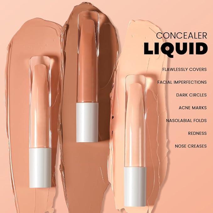 Kaely Liquid Concealer for Older Women, Under Eye Brightener Full Coverage Concealer for Dark Circles, Foundation Face Makeup Lightweight Waterproof, Color Corrector de ojeras, 03 Medium Natural