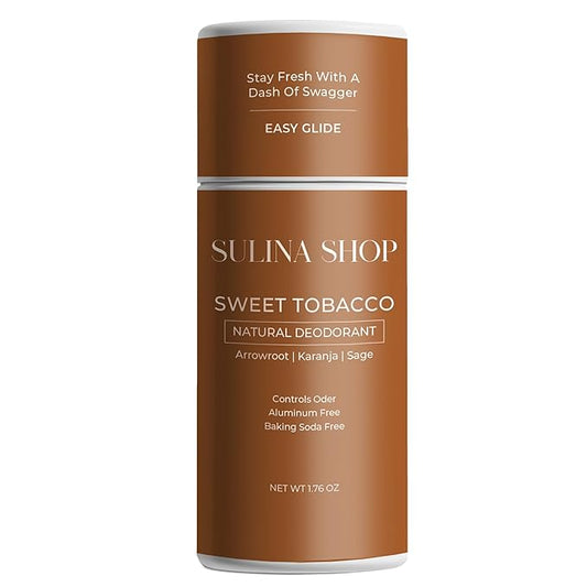 Natural Sweet Tobacco Men Deodorant - Aluminum-Free & Baking Soda Free, 24-Hour Odor Protection, Eco-Friendly Sweet Tobacco Scent
