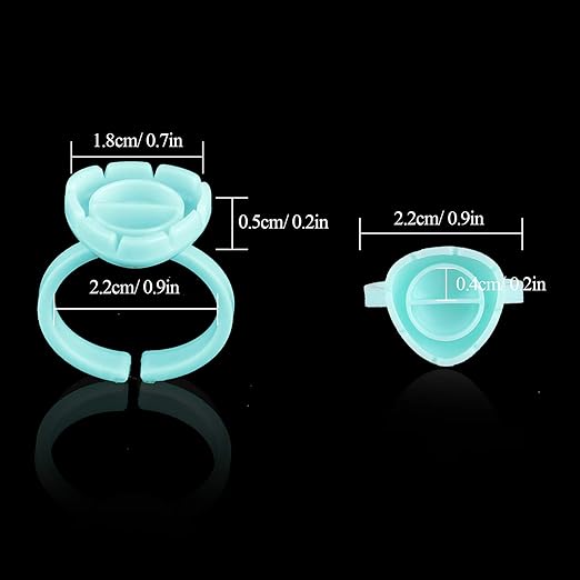 Fenshine 200 PCS Smart Glue Holder Lash Glue Ring Cups Volume Lashes Quick Blossom Cups for Eyelash Extension Supply, 2 Methods of Use (Green)