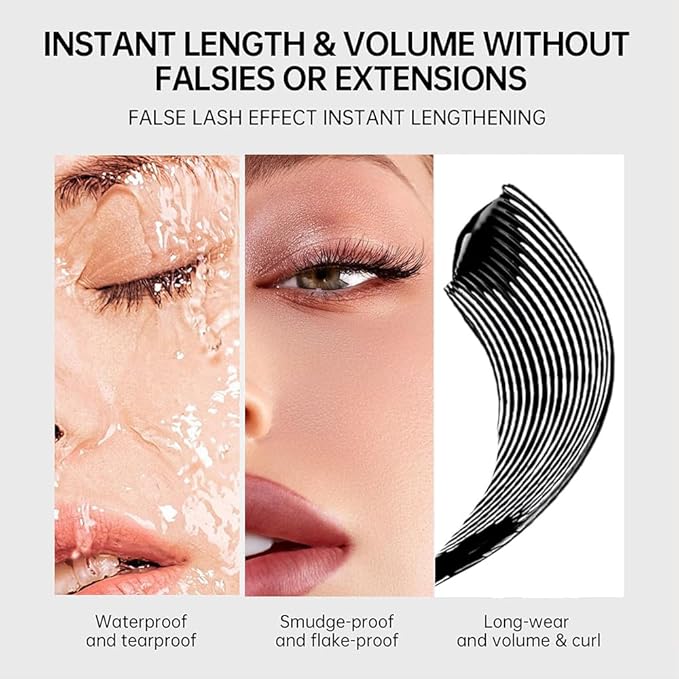 Colored Mascara for Eyelashes, Voluminous Colorful Mascara, Pink Purple Blue Green Red White Black Brown Lash Pack - Lengthening, Defining, Curling, Multiplying Formula (12#-Black)