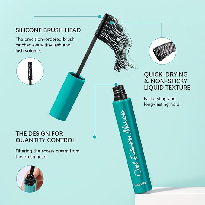 Volume and Length Mascara, Waterproof & Quick-Drying, with Silicone Brush, Long-Lasting No Flaking Natural No Clumping 0.38Oz (Brown, 0.38Oz)