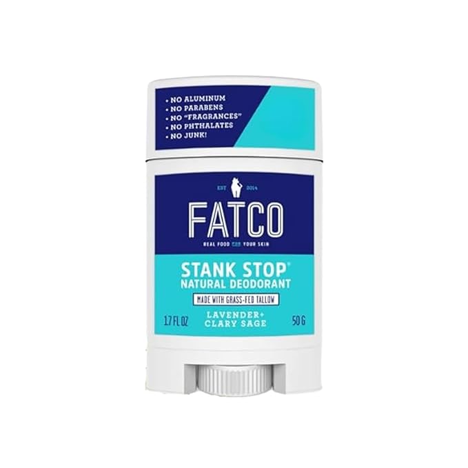 FATCO Stank Stop All Natural Deodorant with Tallow and Organic Coconut Oil – Lavender + Sage (1.7 oz)