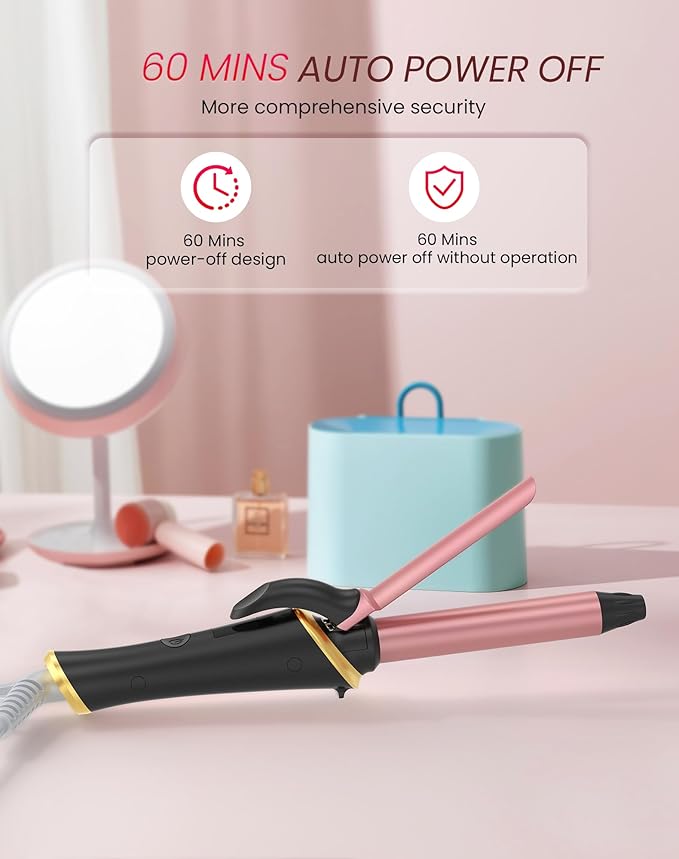 Ukliss Mini Curling Iron, Heats in 30s for Natural Waves & Loose Curls, Dual Voltage Travel Curling Iron with 5 Temp & Anti-Scald Guard, Perfect for Short to Medium Hair (Black, 3/4 Inch)