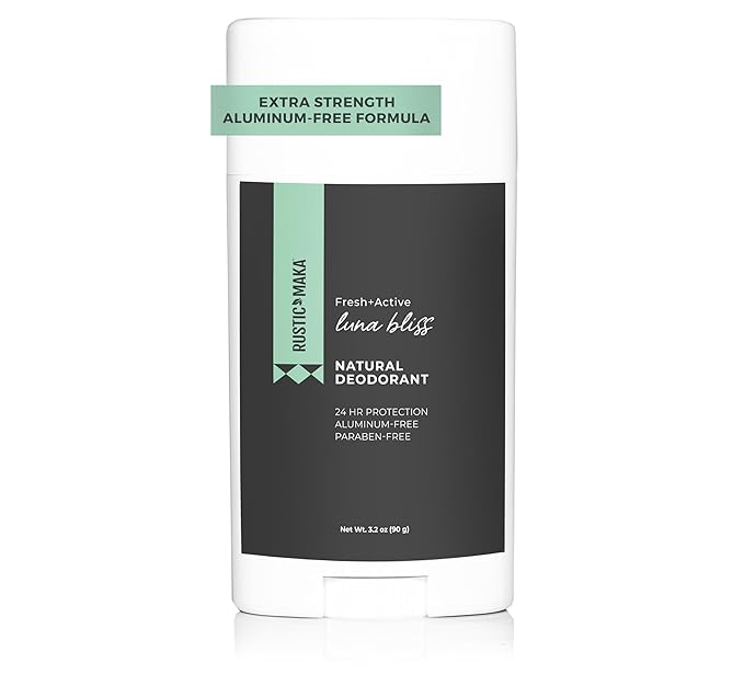 Rustic MAKA Natural Deodorant for Women, Luna Bliss, Cruelty-Free, Aluminum-Free, Paraben-Free, No Baking Soda, Activated Charcoal + Magnesium