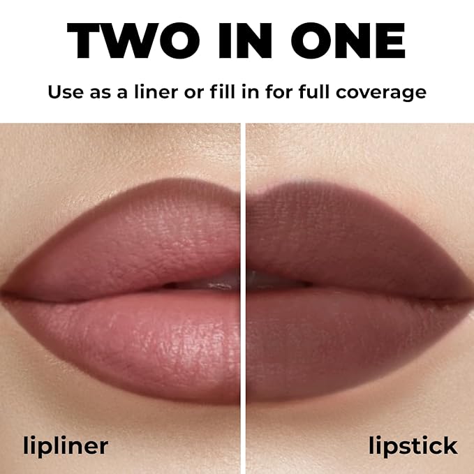 Matte Gel Lip Liner Pencil | Weightless & CreamyTexture - Sharpenable - Longwear & Waterproof - High Pigmented & Flawless Finish - Cruelty-free & Paraben-Free - 412, 1,7g/0.05oz. (Spicy Nude)