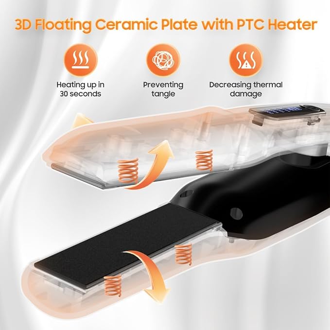Cordless Hair Straightener, Portable Flat Iron for Travel, 2 in 1 Hair Styling Tools for straightening and Curling, Lightweight on-The-go, 4000 mAh Battery, Fast USB-C Charging&LED Power Display