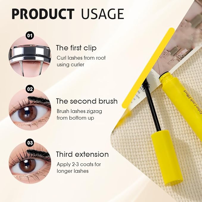 Bubble Mascara, 2025 Upgrade Waterproof Tubing Mascaras, Long-Lasting Mascara Clump-Proof Enhances the Natural Look, Can be Layered to Boost Curl, Length Formula for Bold (3Pcs)