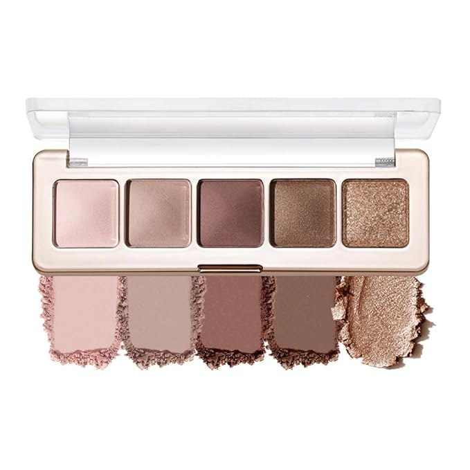 5-Color Eyeshadow Palette, Shimmer Earth Tones with Matte & Highlight Shades, Silky Smooth Texture, Brightening & Contouring Eye Makeup, Compact Design with, Charming Eye Look-3#