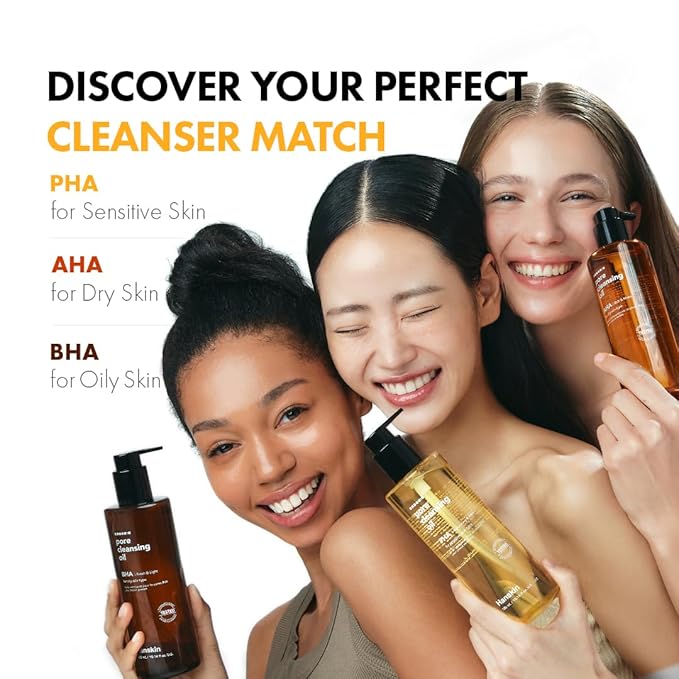 Hanskin Pore Cleansing Oil, Oil Cleanser for Face, Makeup Blackhead Sebum Remover, Korean Deep Pore Cleanser for Sensitive Skin [PHA] (10.14 oz)