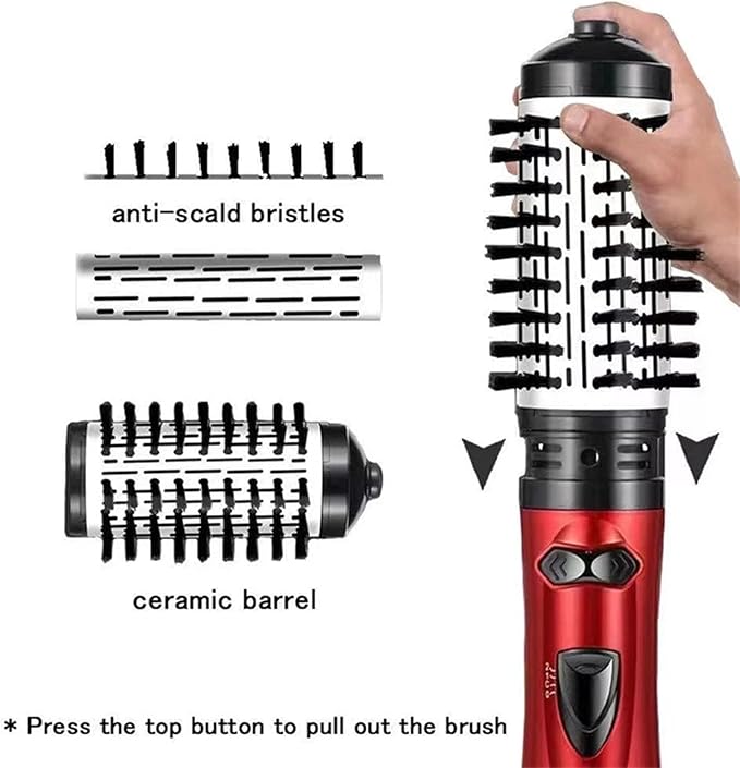 3 in 1 Hot Air Styler and Rotating Hair Dryer Hair Dryer and Blow Dryer Brush in One 2 Interchangeable Brushes for Dry and Wet Hair, Auto Rotating Curling Hot Hair Brush (Gold)