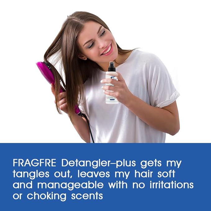 Detangler plus Styling Hair Spray 8 oz - Heat Protectant and Blowout Spray - Leave in Conditioner for Sensitive Skin - Fragrance Free Hypoallergenic Unscented - Anti Frizz Vegan Cruelty Free