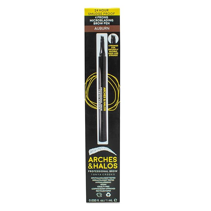 Arches & Halos Microblading Brow Shaping Pen - Fuller, More Defined Brow - Long-lasting, Smudge Resistant, Rich Color - Vegan and Cruelty Free Makeup - Auburn - 1 ml